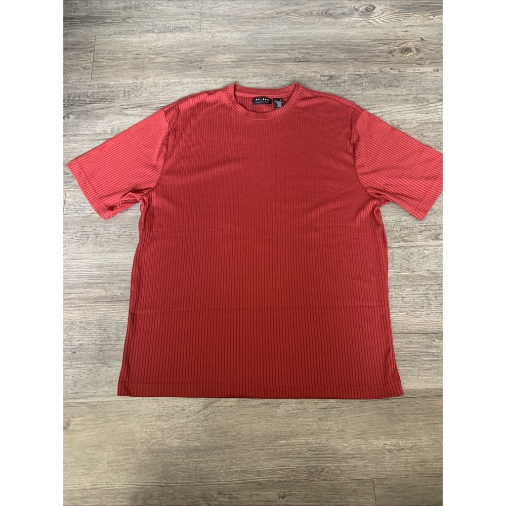 AXCESS Mens Burgundy Ribbed Short Sleeve Crew Neck T Shirt Size XL